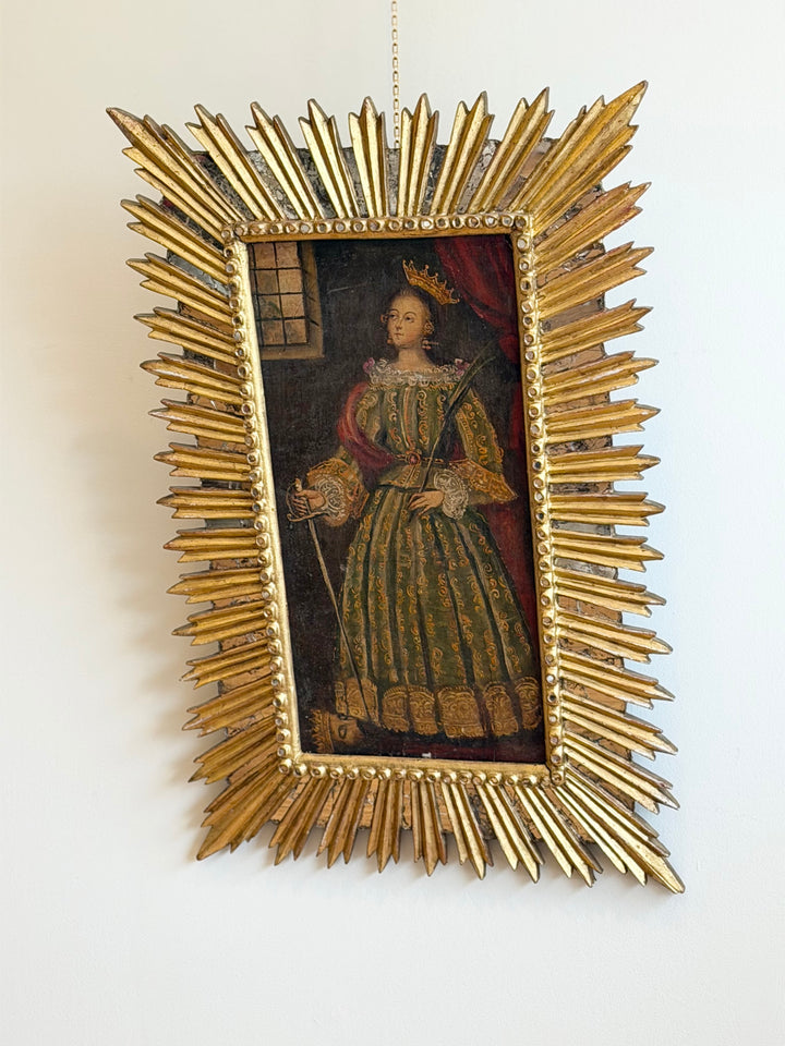 18th Century Italian School Portrait of a Crowned Female Saint, Oil on Panel