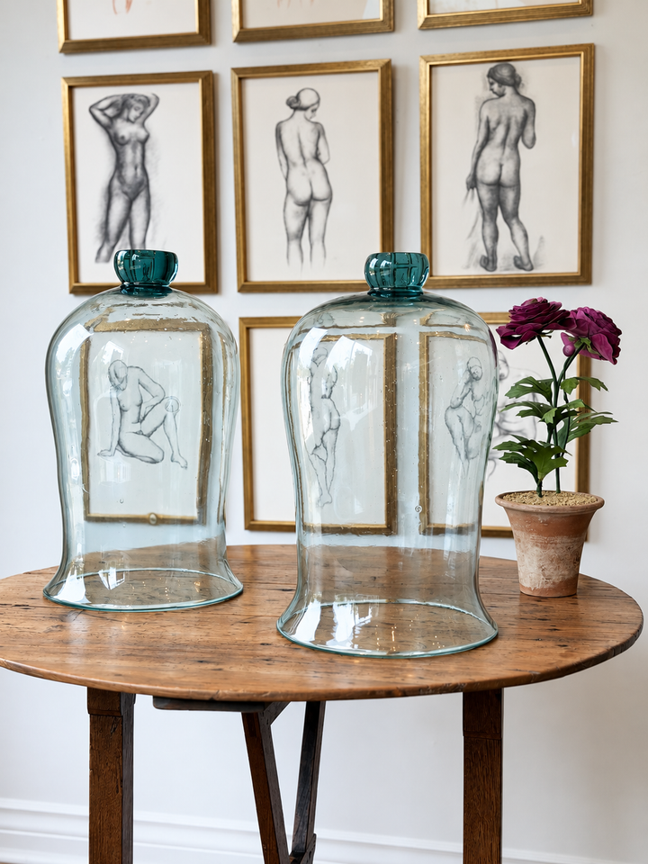 Hand-Blown Glass Display Cloches, circa 19th Century