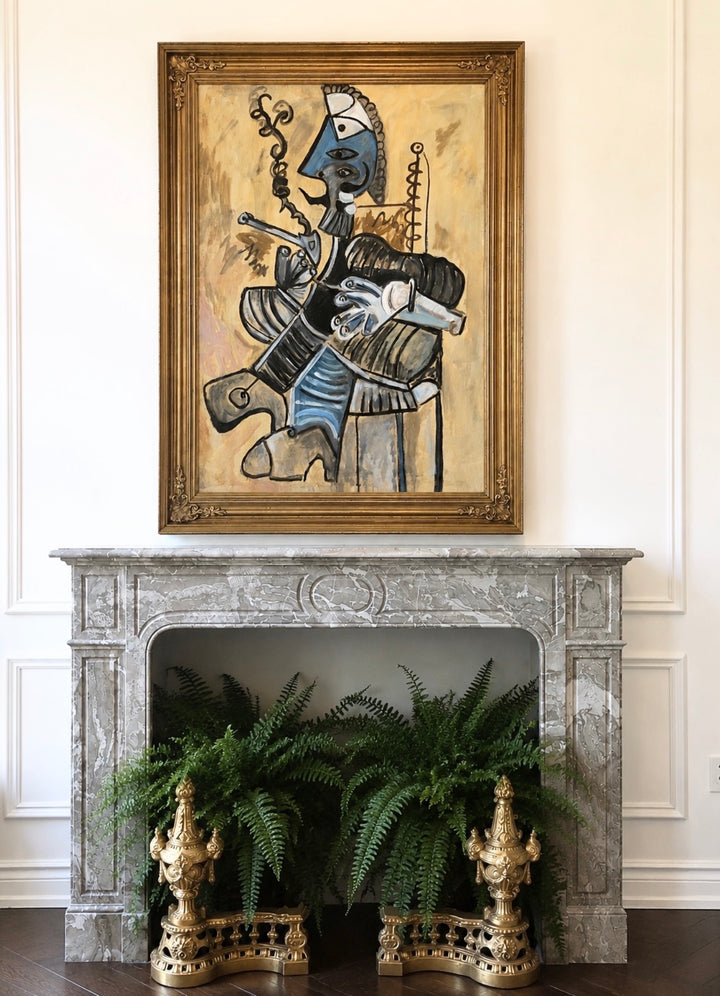 Large French Cubist Figure Oil Painting - 1952