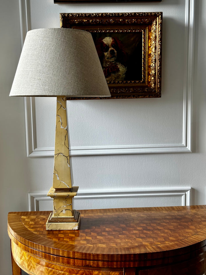 Hand Painted Faux Marble Obelisk Lamp