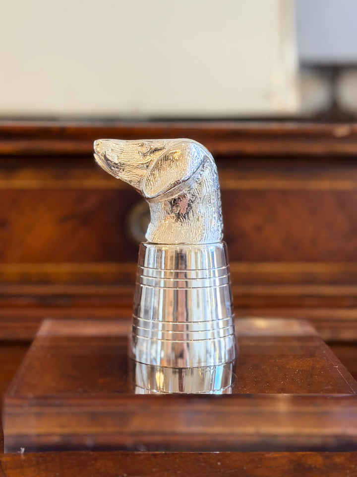 ENGLISH SILVER-PLATED STIRRUP CUP Foxhound