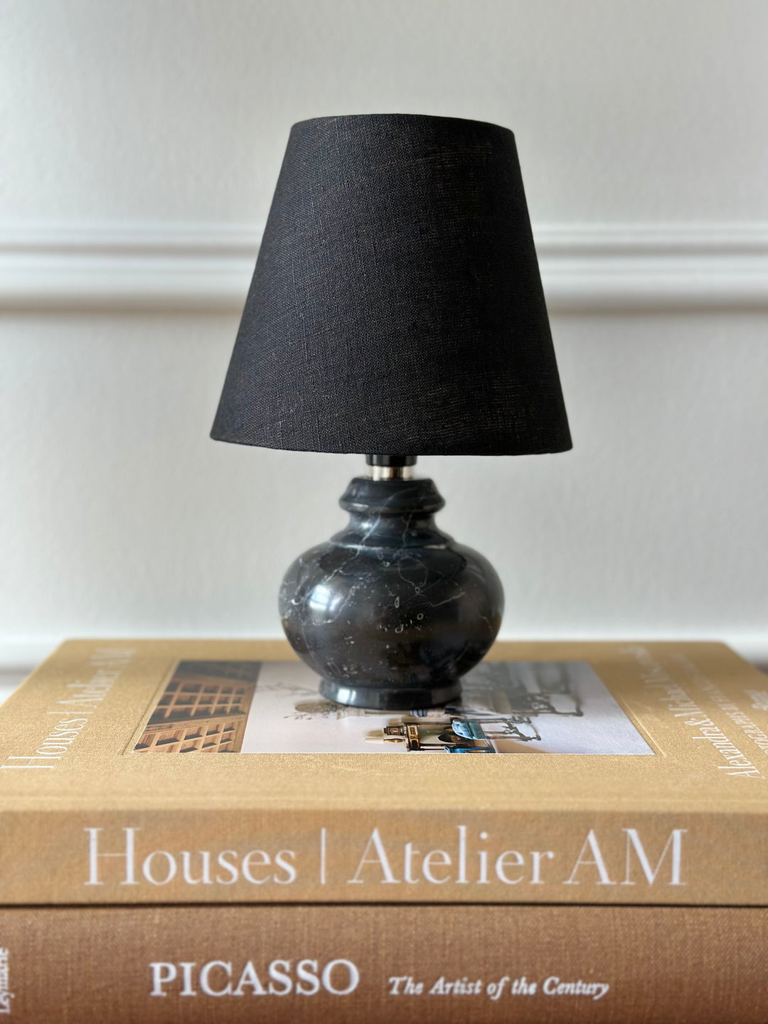 Petite Black Marble Table Lamp