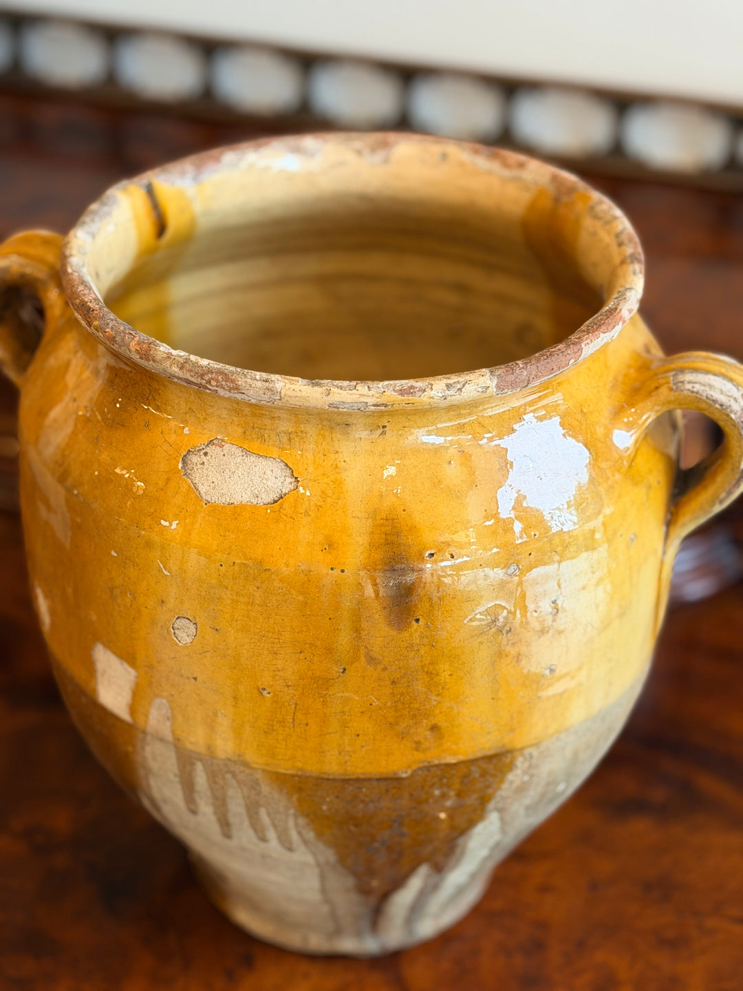 19th Century French Confit Pot in Mustard Glaze