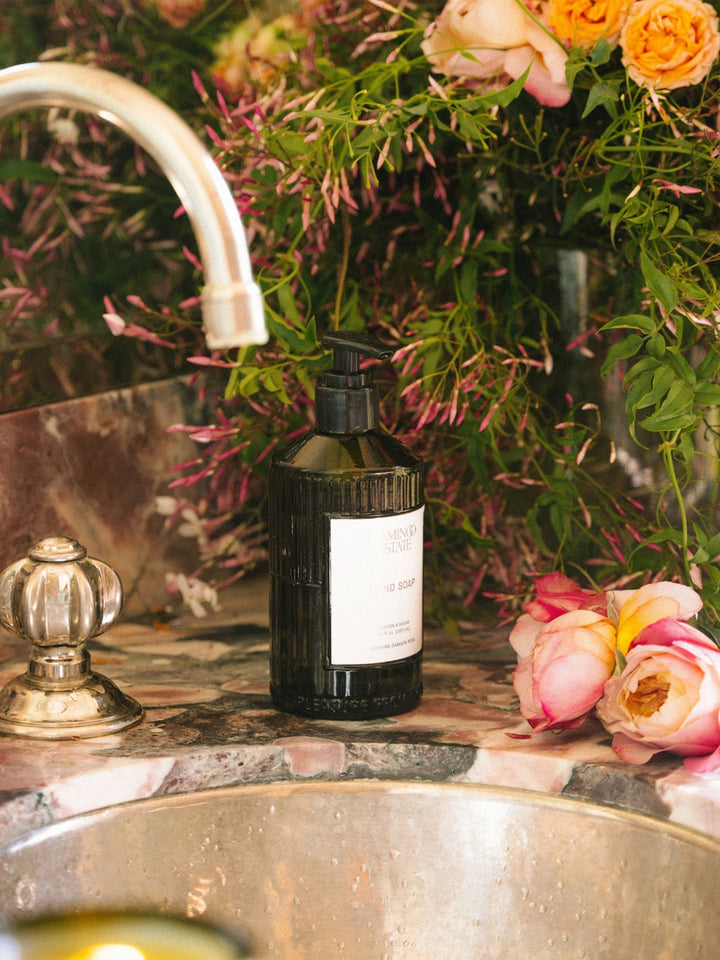 Flamingo Estate Jasmine Damask Rose Glass Hand Soap