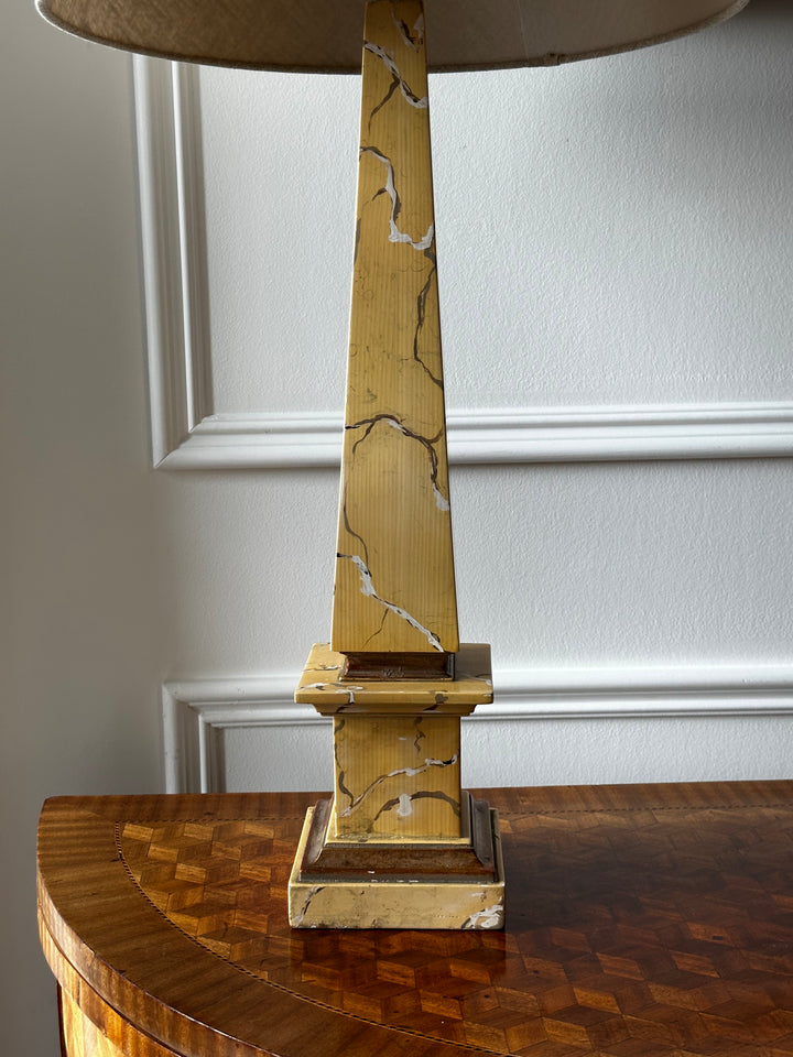 Hand Painted Faux Marble Obelisk Lamp