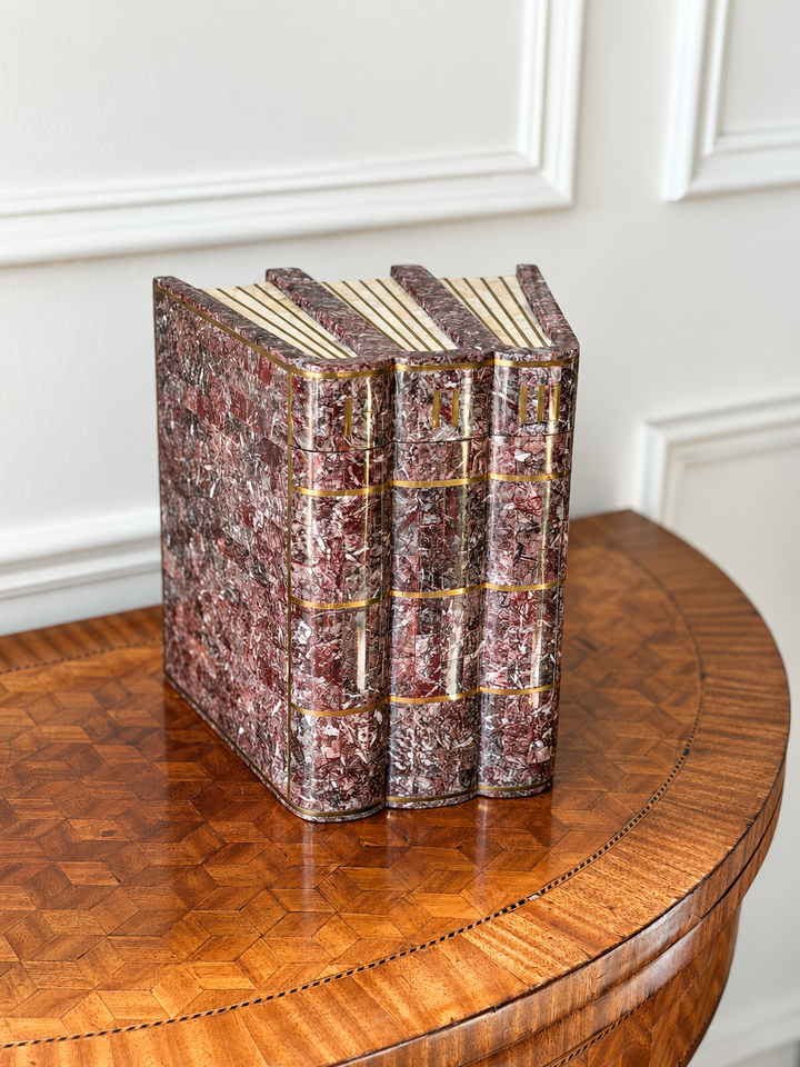 Tessellated Stone Faux Book Box with Hidden Drawer