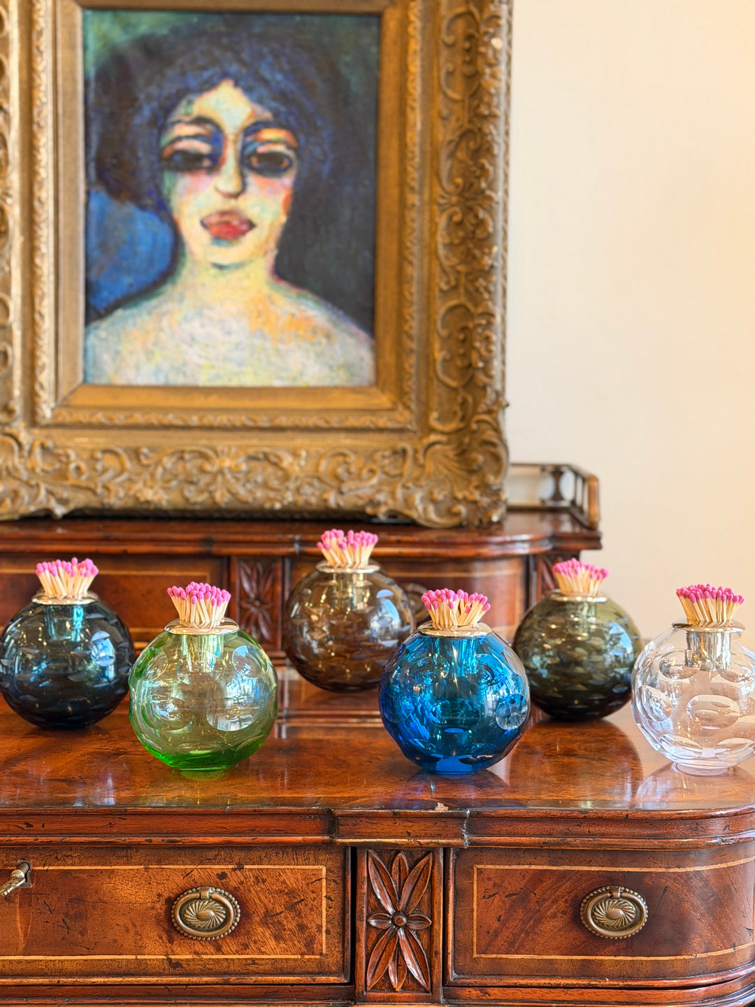 Glass Match Striker with Silver Collar - Emerald