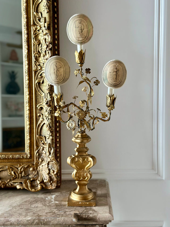 19th Century French Gilt Floral Candelabra