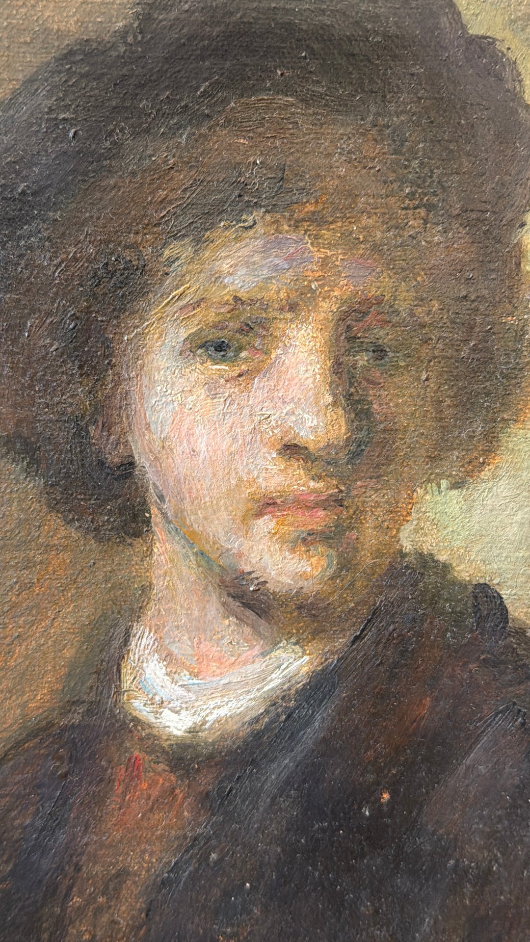 20th-century oil portrait of a young man in the manner of Rembrandt by Housebound Interiors