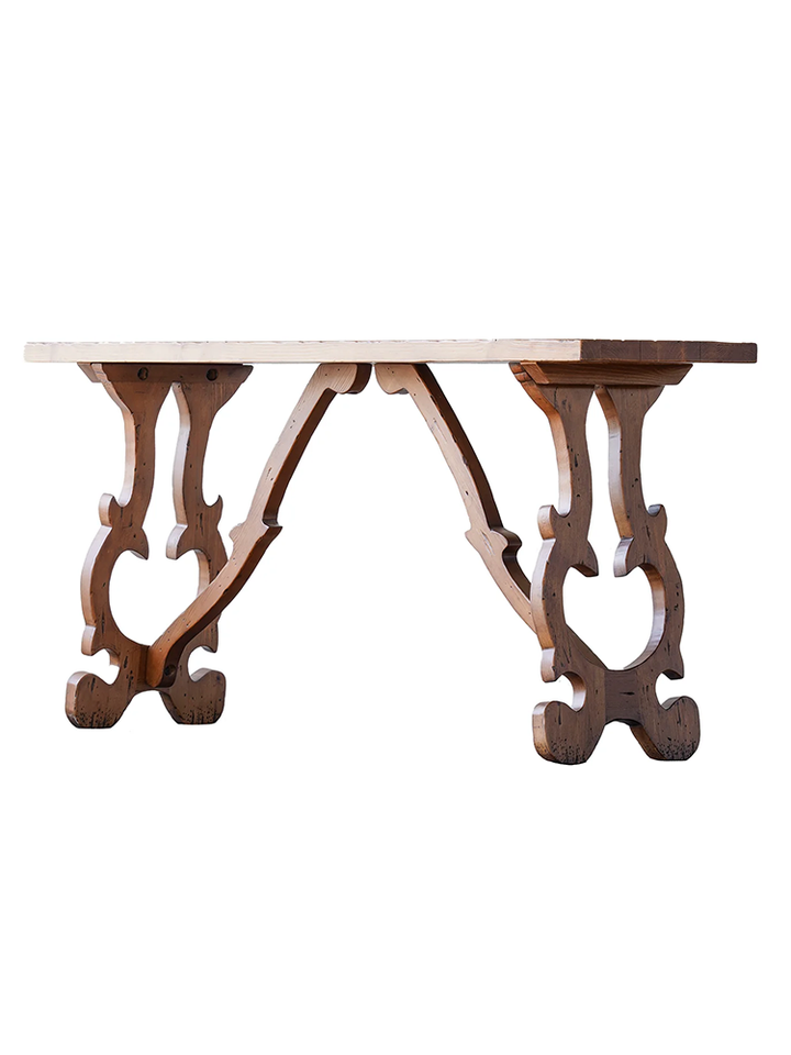 Carved Solid Pine Console Table