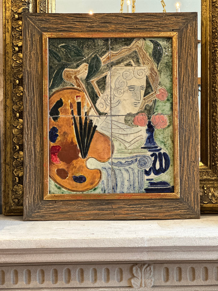 Artist’s Still Life in Glazed Ceramic Relief, Mid-20th Century