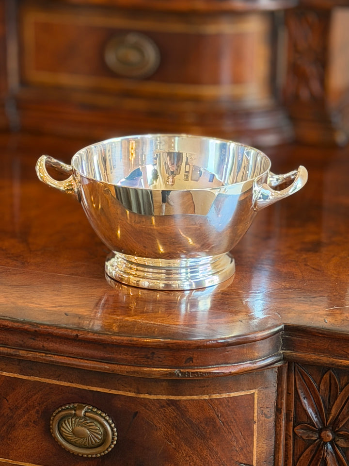 English Silver Plate Hotel Nut Bowl with Handles