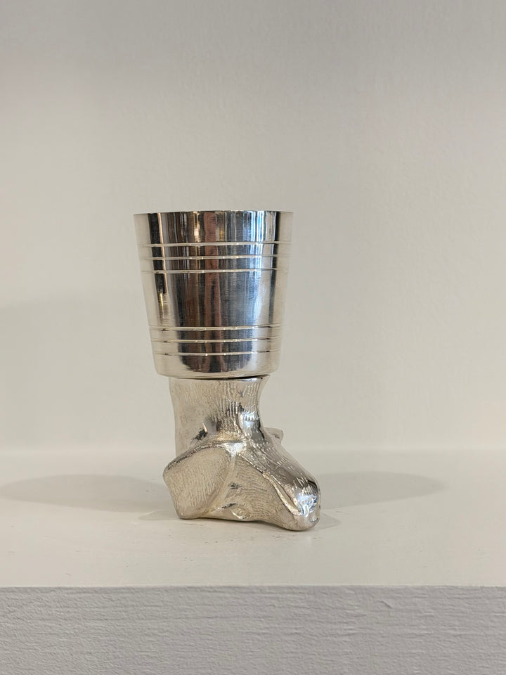 ENGLISH SILVER-PLATED STIRRUP CUP Foxhound