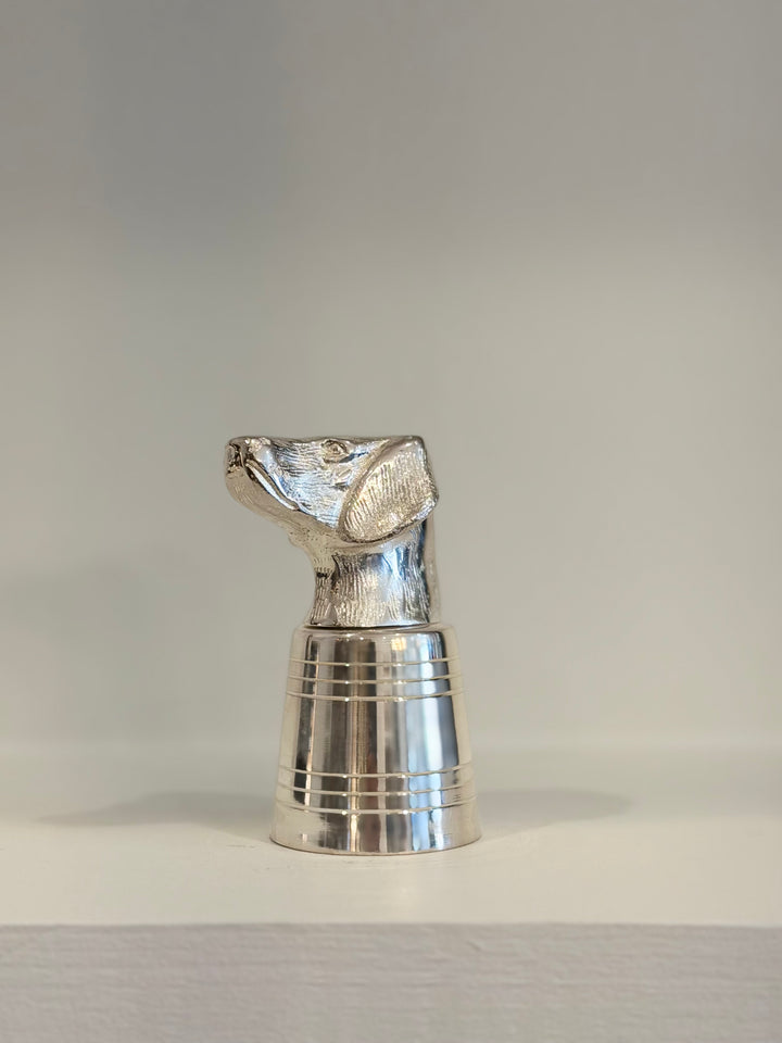 ENGLISH SILVER-PLATED STIRRUP CUP Foxhound