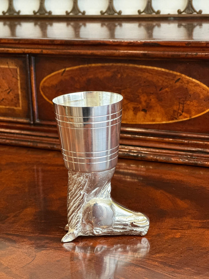 English Silver-Plated Stirrup Cup in the Form of a Horse’s Head
