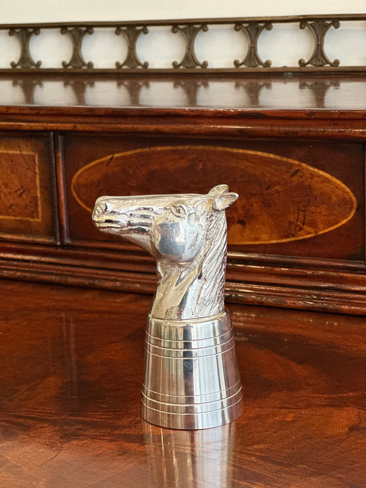English Silver-Plated Stirrup Cup in the Form of a Horse’s Head