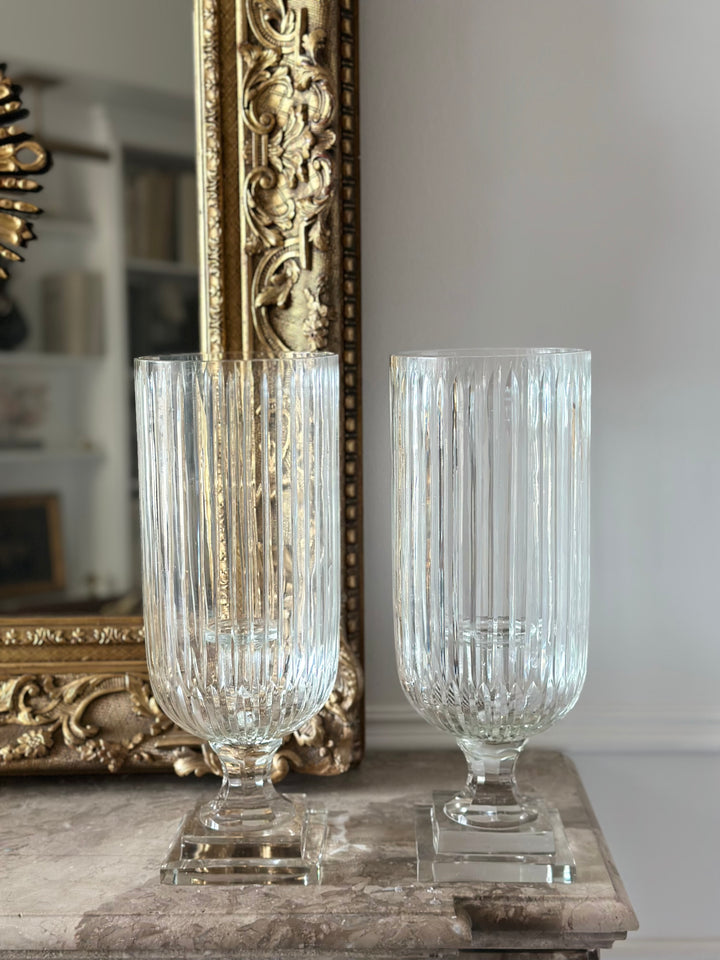 Fluted Taper Candle Hurricane - Pair