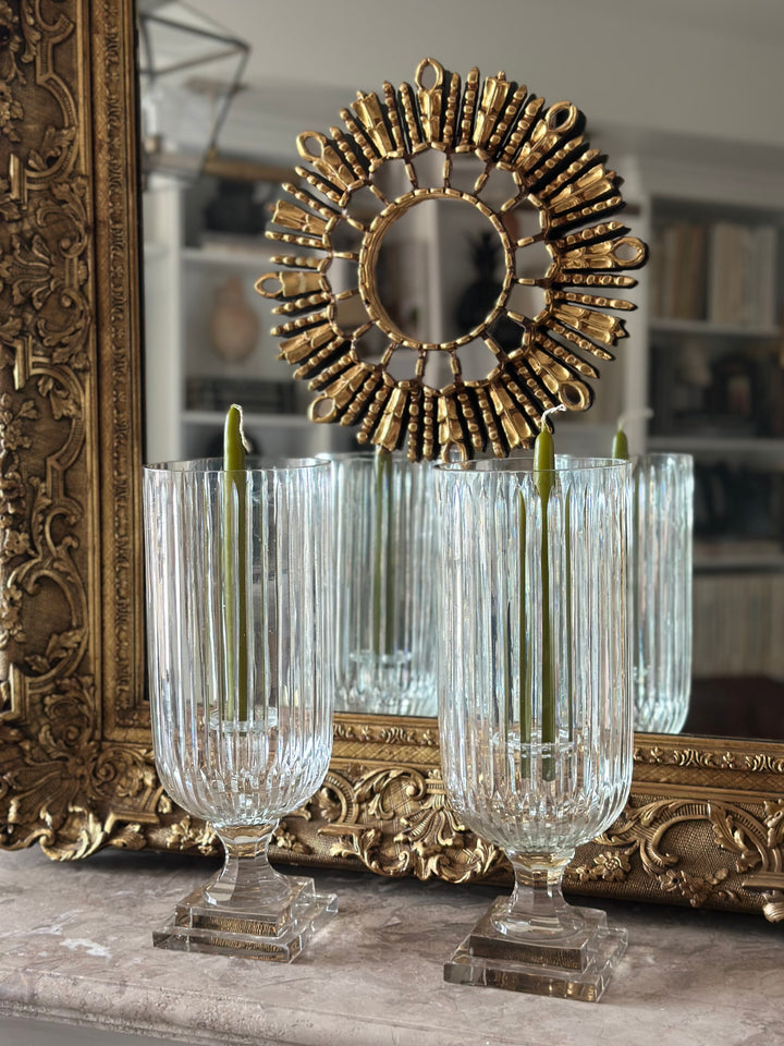 Fluted Taper Candle Hurricane - Pair