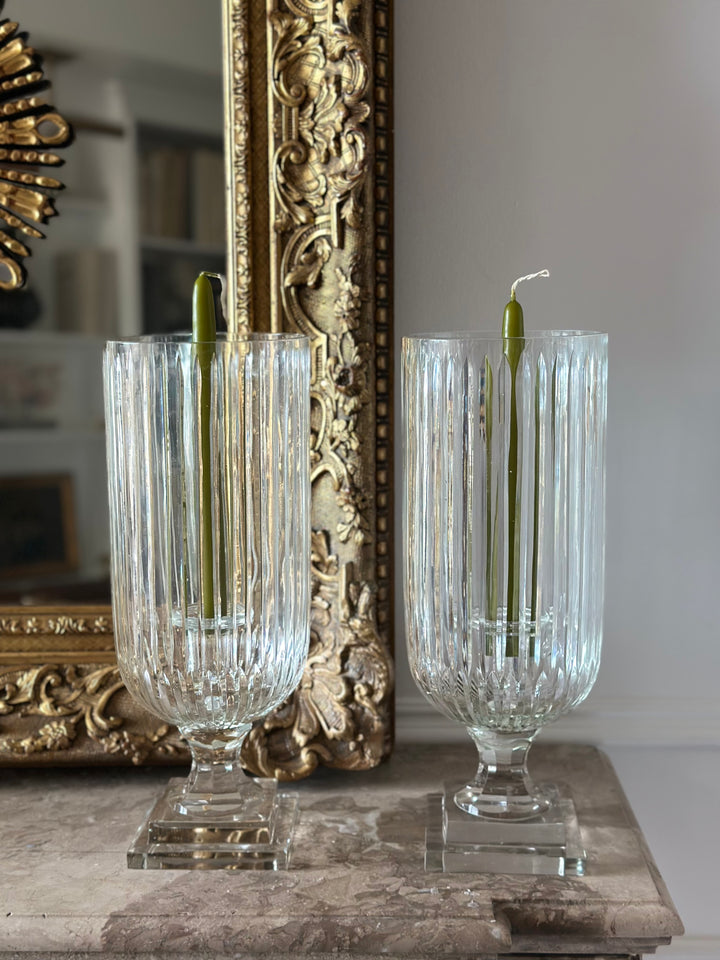 Fluted Taper Candle Hurricane - Pair