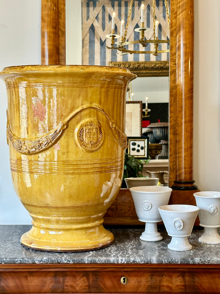 French Anduze Pot with Ochre Glaze by La Madeleine, Circa 1900