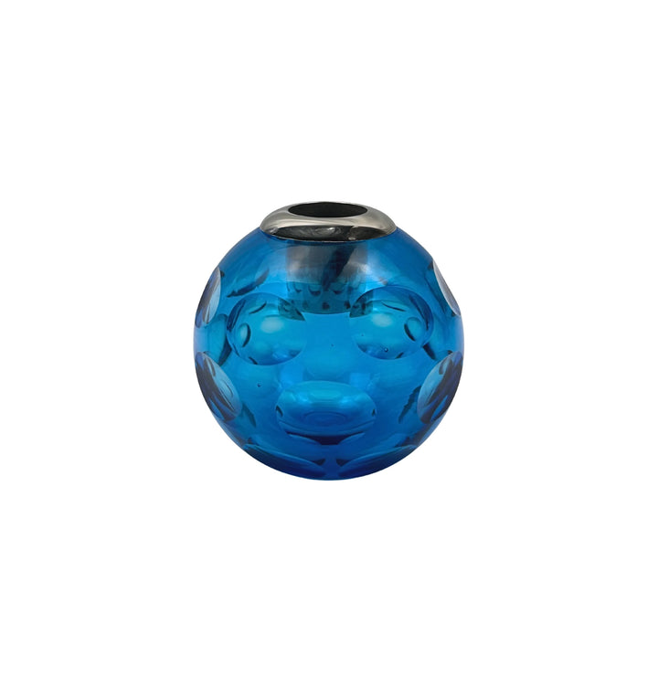 Glass Match Striker with Silver Collar - Cobalt