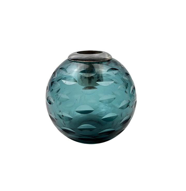 Teal glass match striker with silver collar, decorative home accessory by Housebound Interiors.