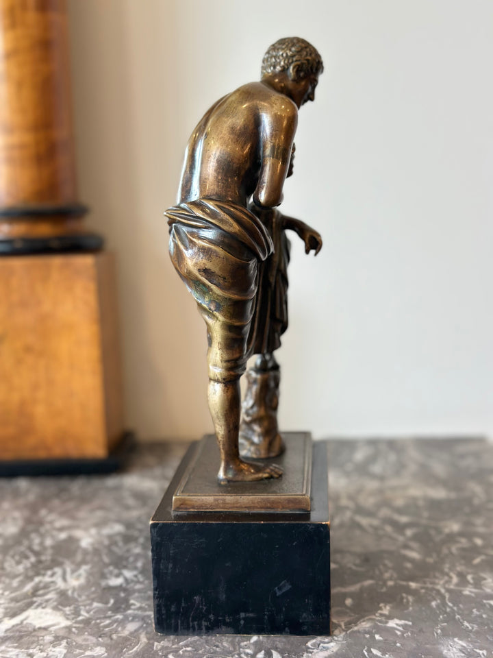 Grand Tour Bronze of “The Spinario” on Ebonized Wood Base, 19th Century