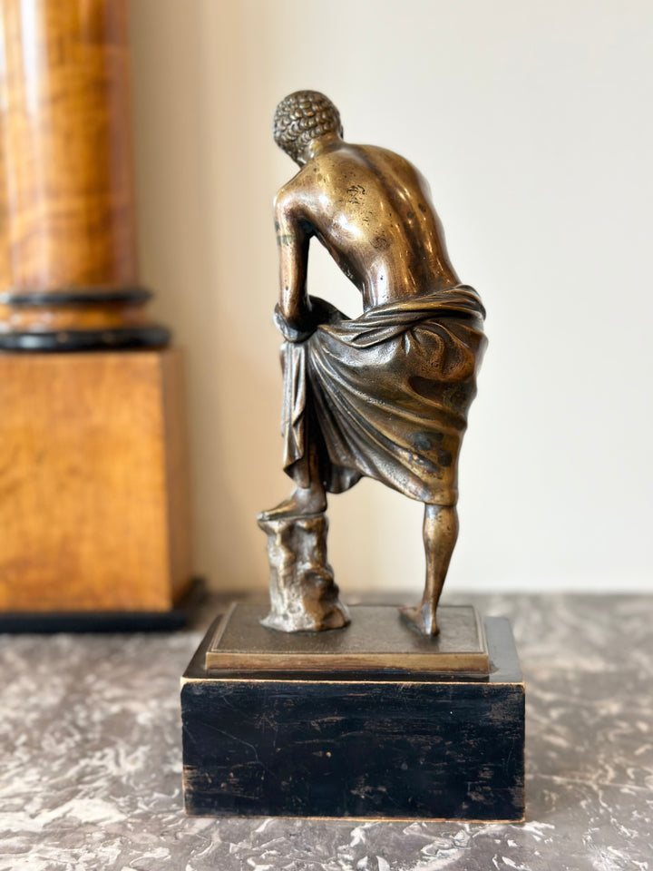 Grand Tour Bronze of “The Spinario” on Ebonized Wood Base, 19th Century