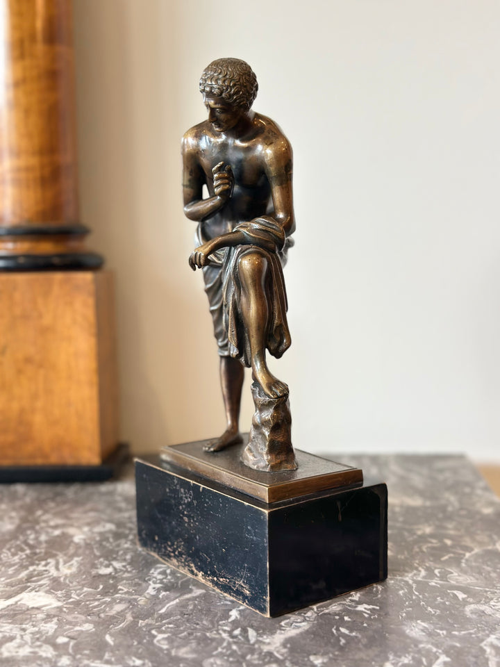 Grand Tour Bronze of “The Spinario” on Ebonized Wood Base, 19th Century