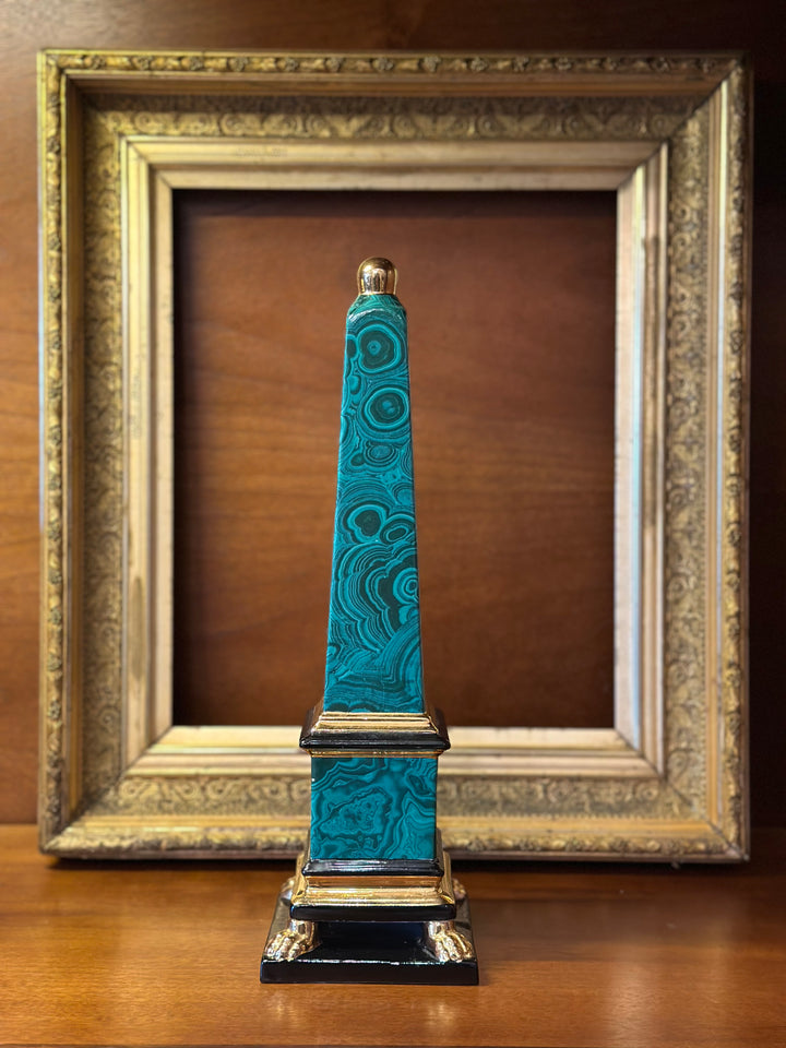 Italian Faux Malachite Obelisk