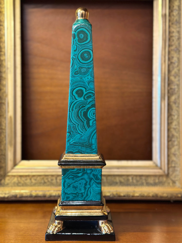Italian Faux Malachite Obelisk