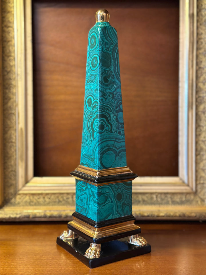 Italian Faux Malachite Obelisk