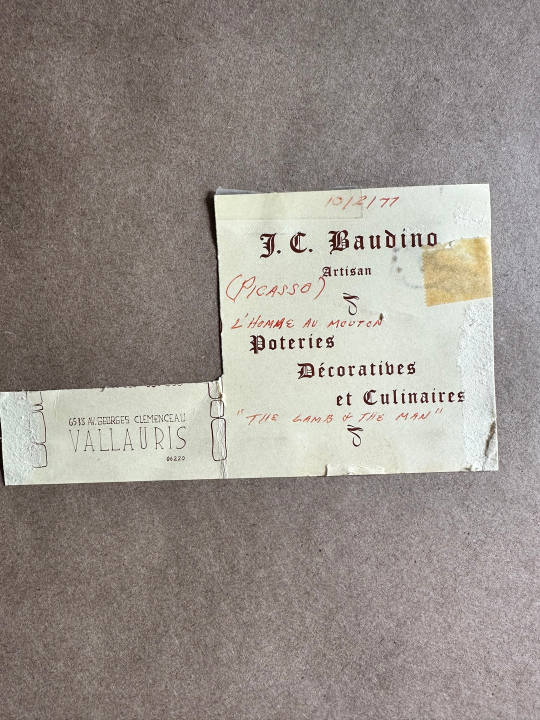 “L’Homme au Mouton” Ceramic Tile Panel After Picasso, 1977, Vallauris