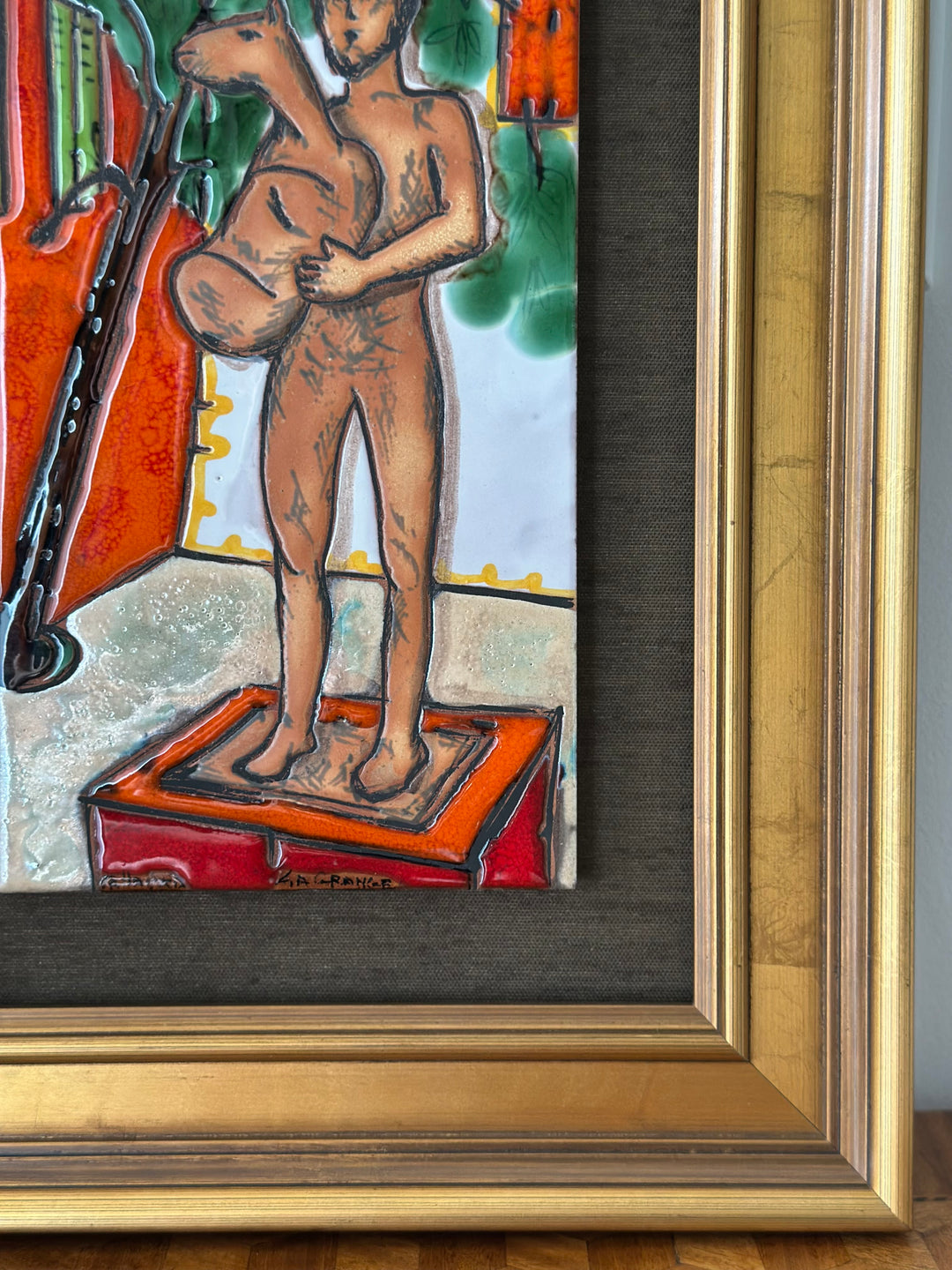 “L’Homme au Mouton” Ceramic Tile Panel After Picasso, 1977, Vallauris