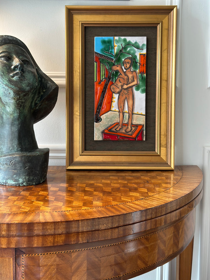 “L’Homme au Mouton” Ceramic Tile Panel After Picasso, 1977, Vallauris