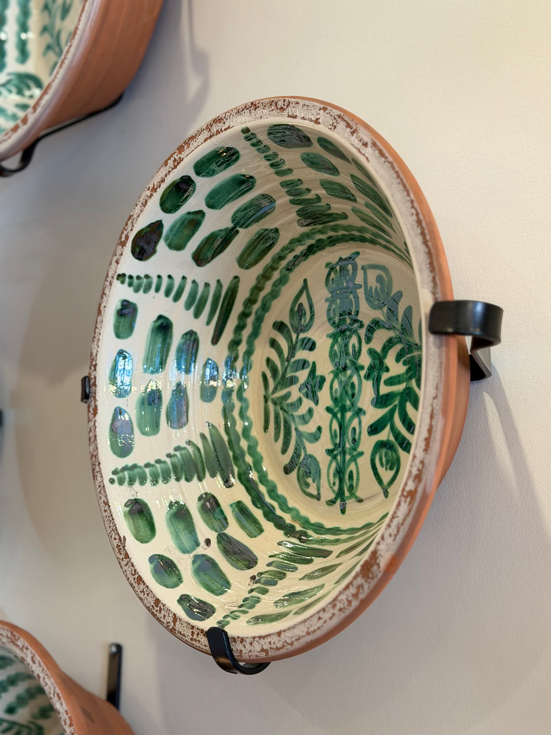 Large Granada Hand-Painted Andalusian Green Glazed Ceramic Basin with sea-inspired design by Housebound Interiors