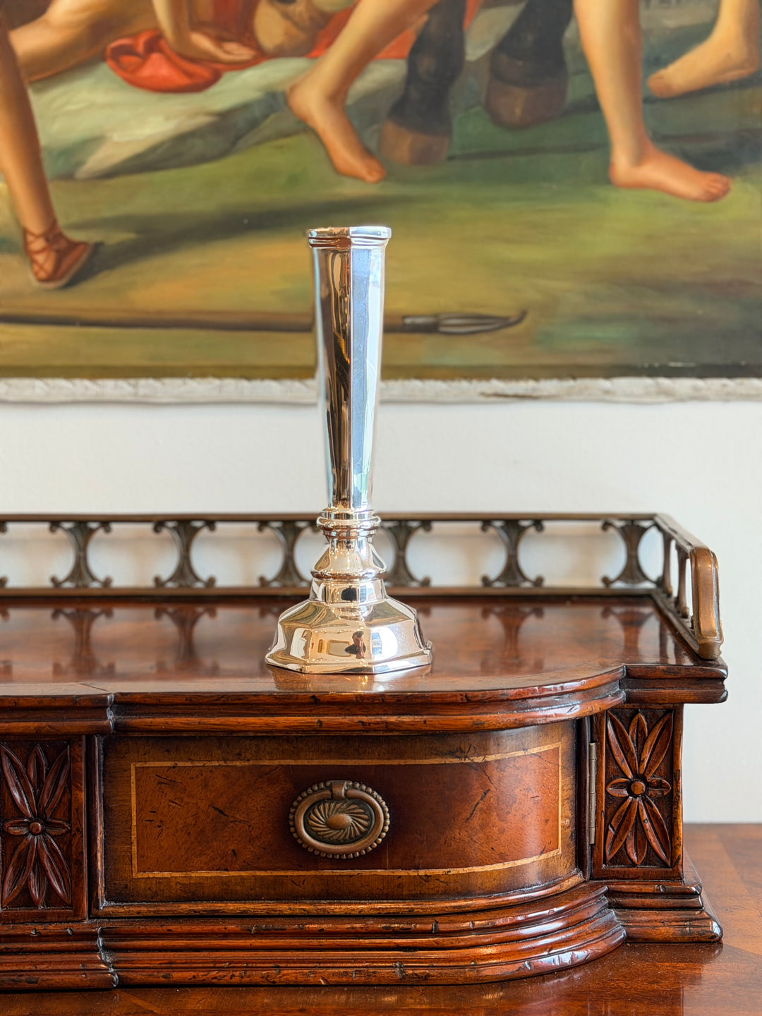 Octagonal Silver-Plated Hotel Bud Vase