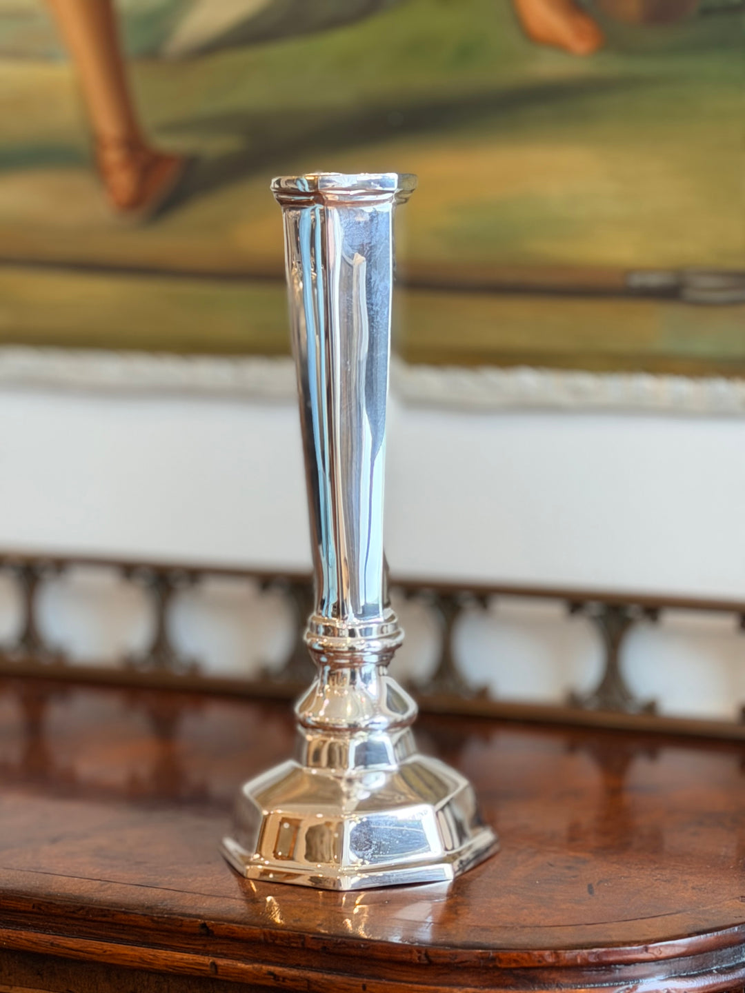 Octagonal Silver-Plated Hotel Bud Vase