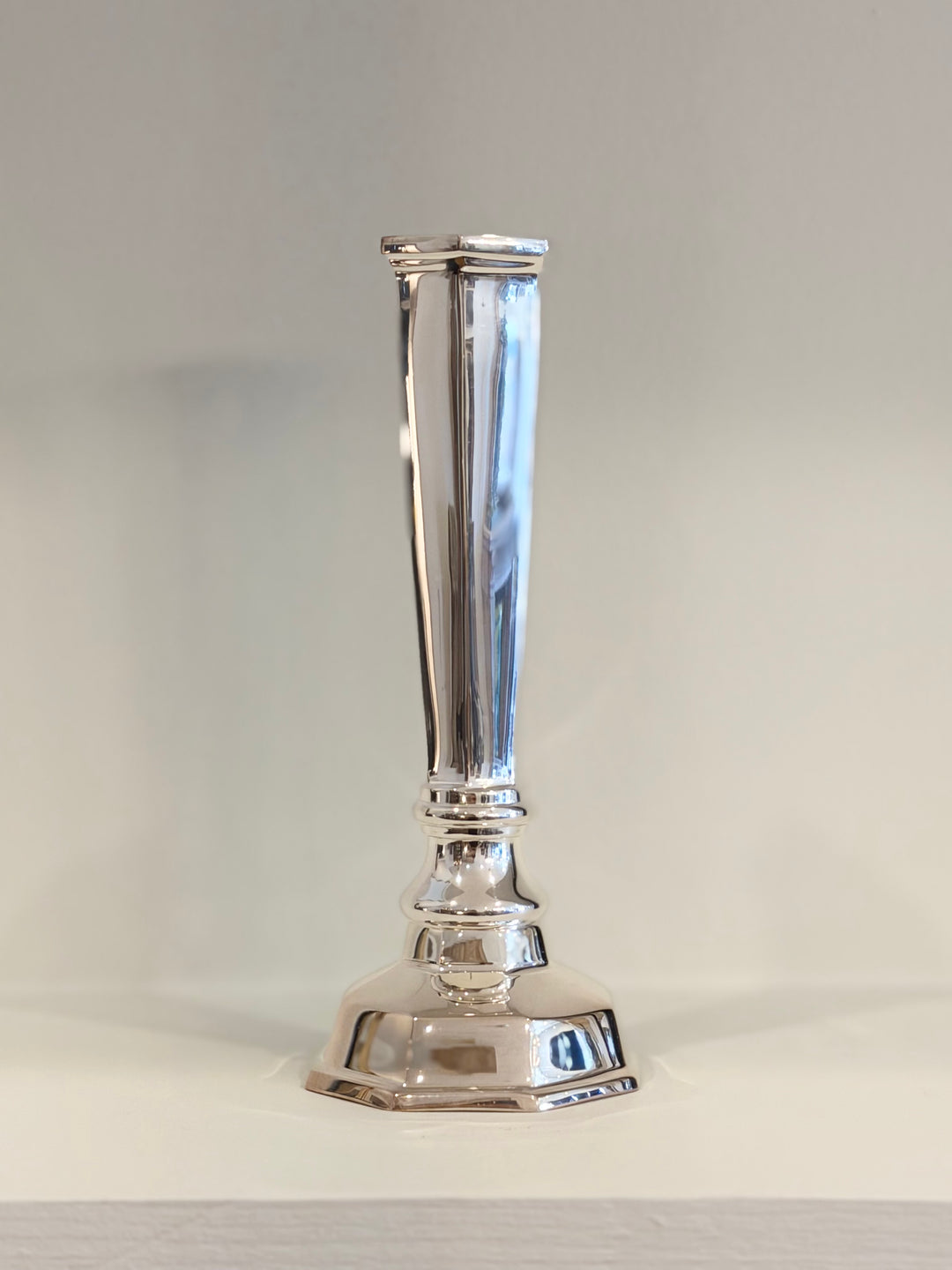 Octagonal Silver-Plated Hotel Bud Vase