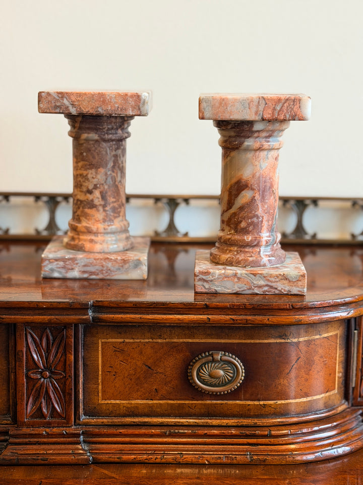 Pair of Petite Rouge Marble Columns or Bookends
France, circa 1950s