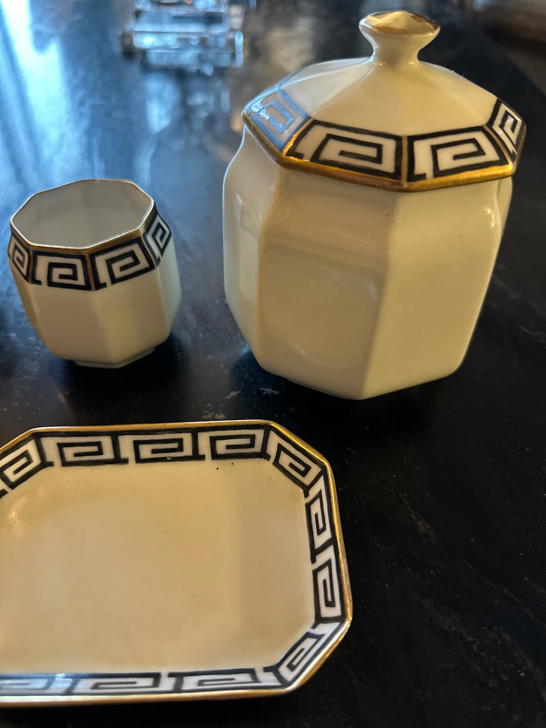 Rare Greek Key Vanity Set - Limoges 1918