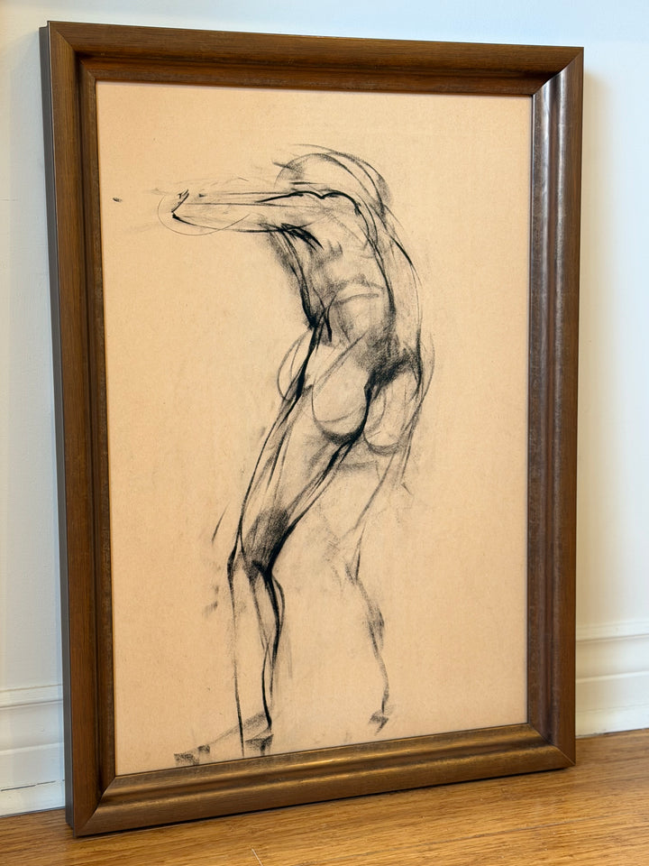 Standing Figure, Study in Motion - Charcoal Study